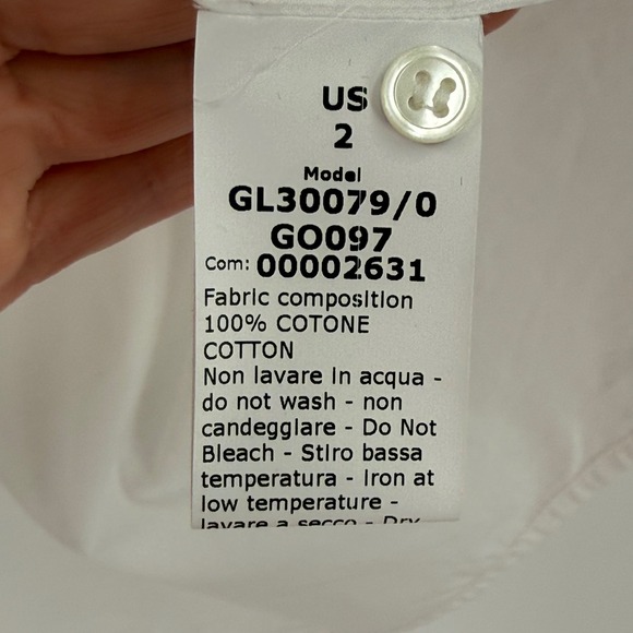 G. Label by Goop White Puff Sleeve V-Neck Cotton Blouse Italy Women Size 2 - Picture 5 of 6
